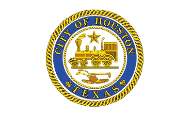 Official seal of the City of Houston, Texas, featuring a gold train and star.